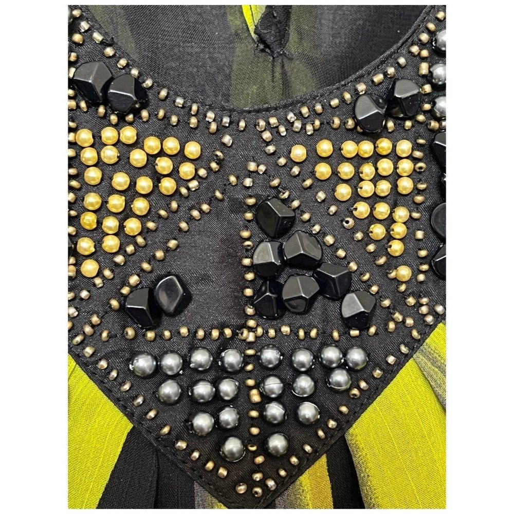 Star by Julien MacDonald Beaded Green Leaf V Neck Tunic Top Cruise Vacation Club - Picture 6 of 10